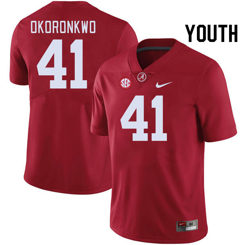 Youth #41 Justin Okoronkwo Alabama Crimson Tide College Football Jerseys Stitched-Crimson